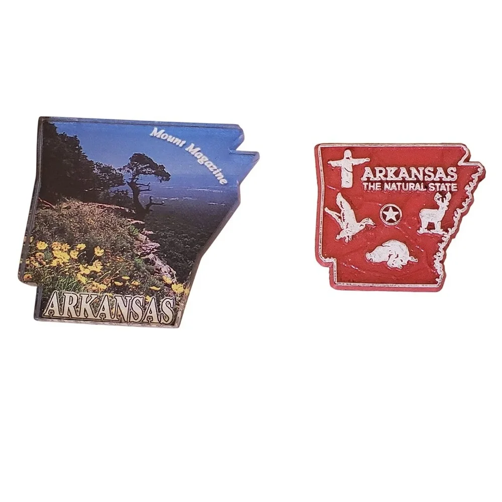 2 Arkansas State Magnets Collectible Decor Fridge Vacation‎ Vintage 90s